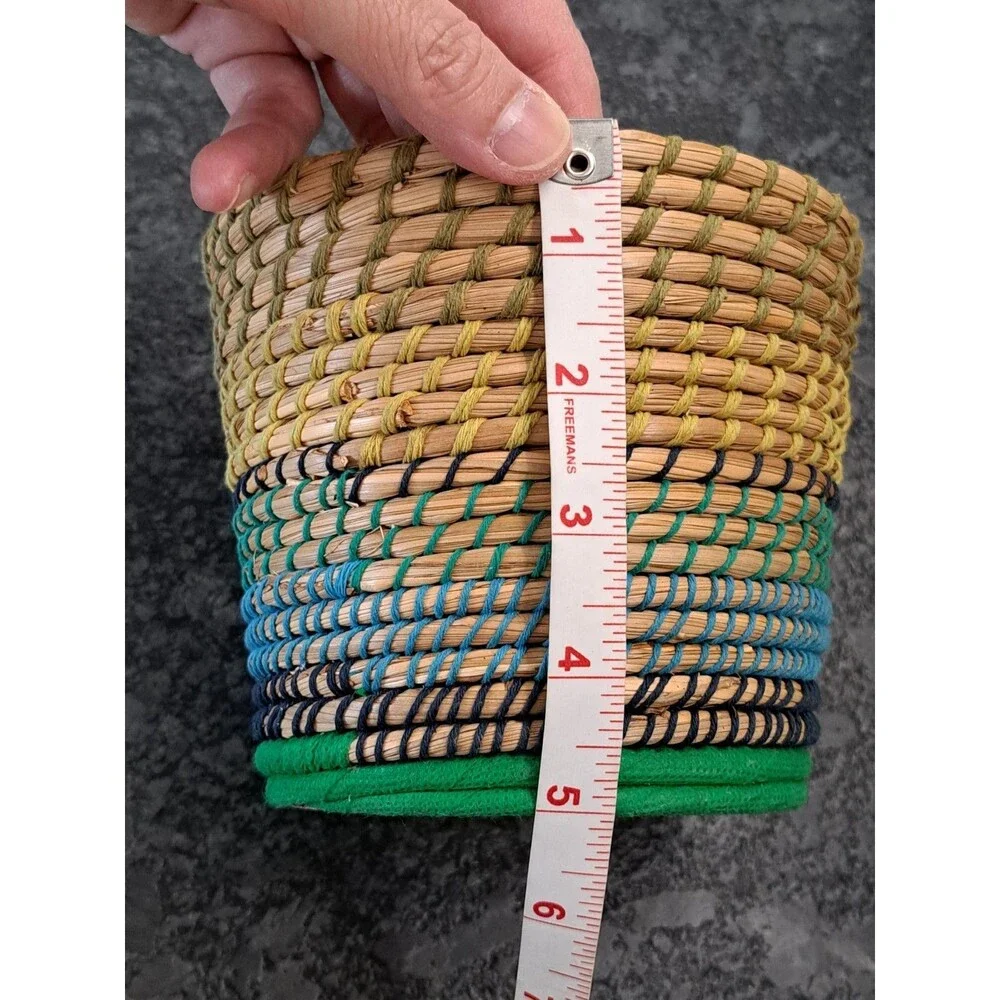 IKEA Riskorn Planter Flower Pot Woven Natural Fiber Plastic Liner